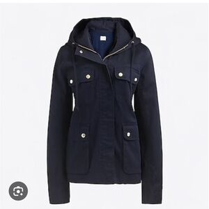 Resin-coated twill jacket with hood size xxs NWOT 
J.Crew